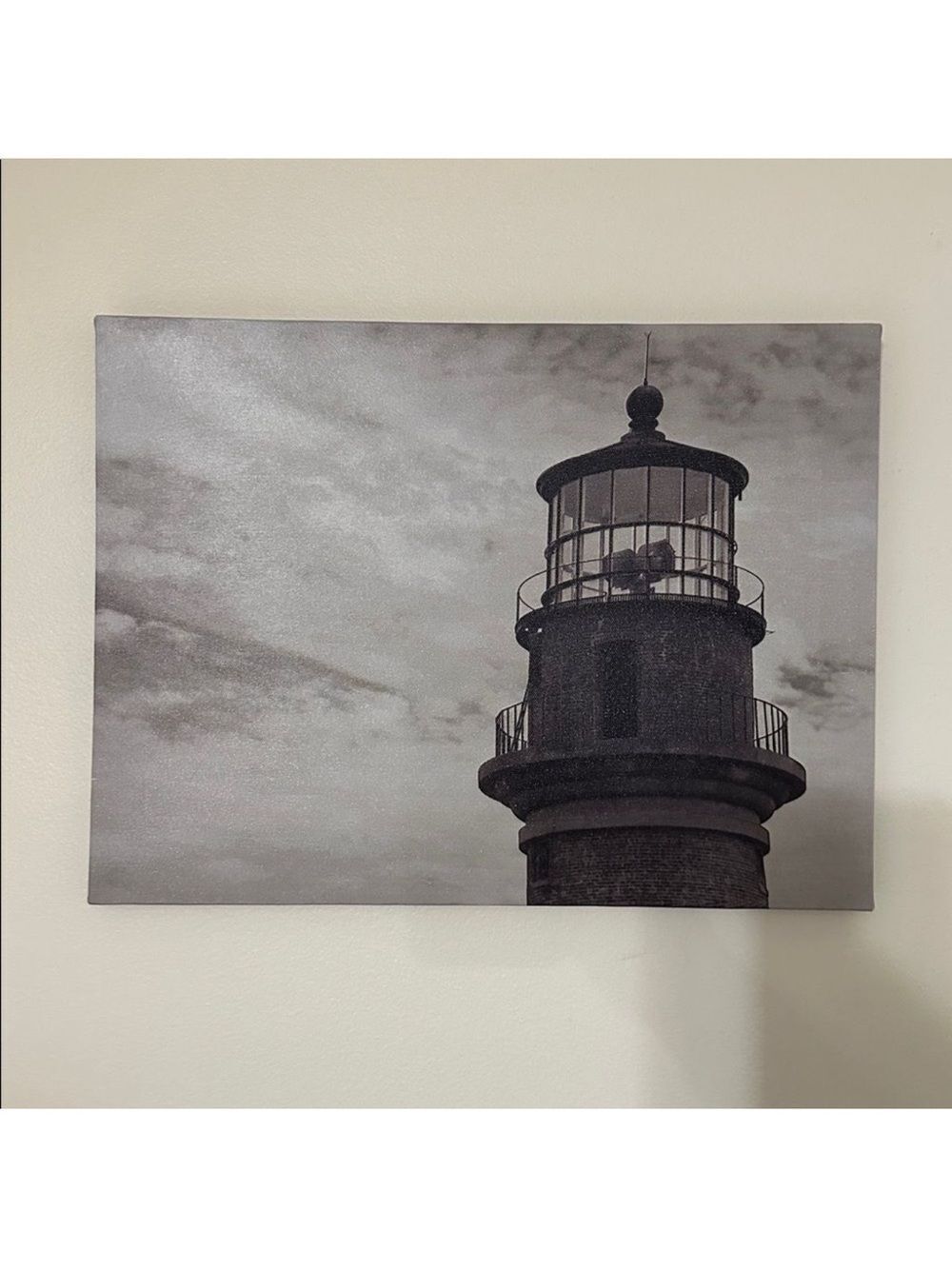 Top of the Lighthouse Canvas Picture Black White Gray Art Print